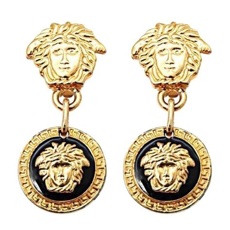 versace black earringa|Versace earrings medusa.